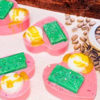 white chocolate cookies wax melts topped with a book